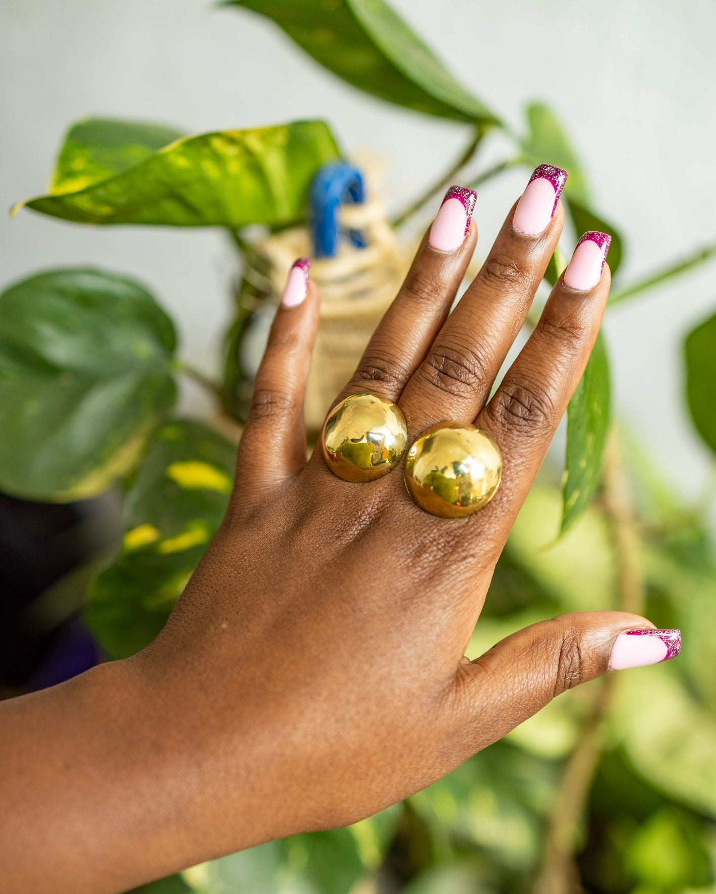 Nairobi Double Dome Brass Ring — Adjustable Chunky Statement Ring | Handcrafted in Kenya