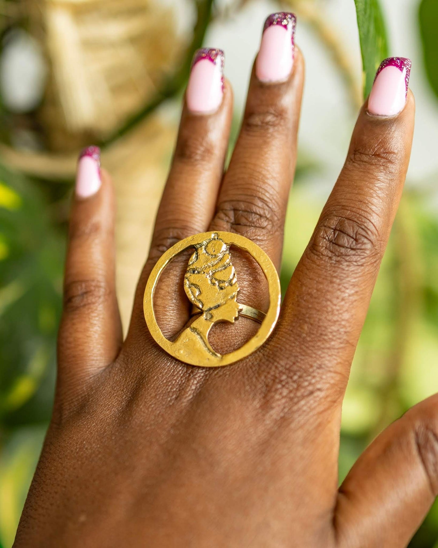 Handcrafted Pure Brass "Mama Africa" Silhouette Ring — Adjustable African Queen Profile Ring | 100% Kenyan Made | Authentic Cultural Jewellery Nairobi