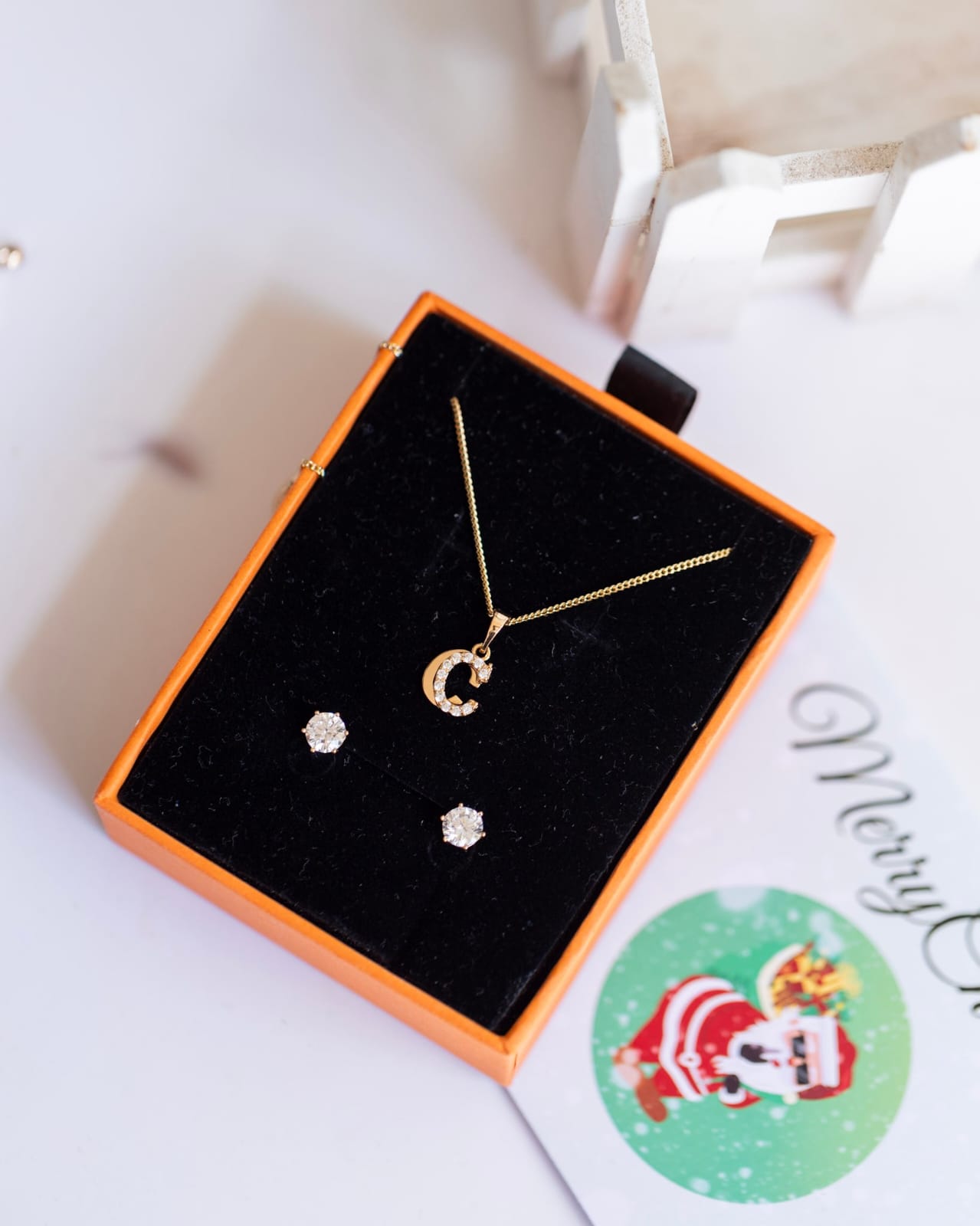 Personalised Initial Letter Necklace & Earring Set | Rose Gold A-Z Pendant | Ladies Jewellery Gift | Free Gift Box & Card | Nairobi Same Day Delivery