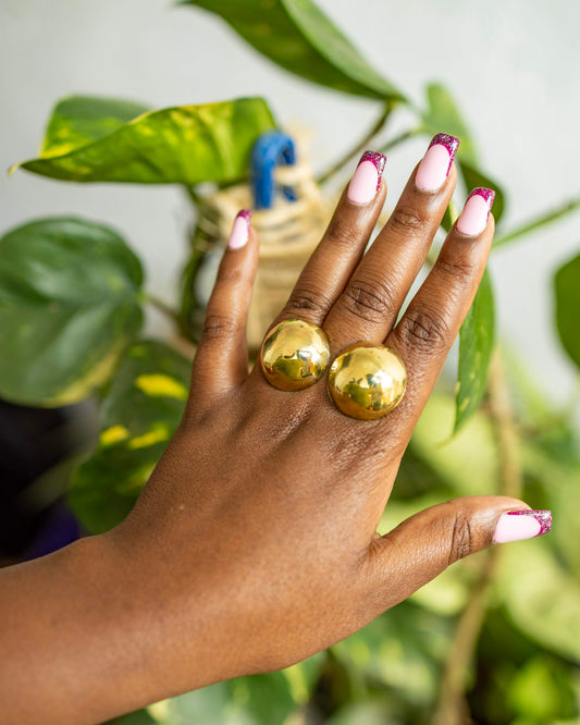 Nairobi Double Dome Brass Ring — Adjustable Chunky Statement Ring | Handcrafted in Kenya