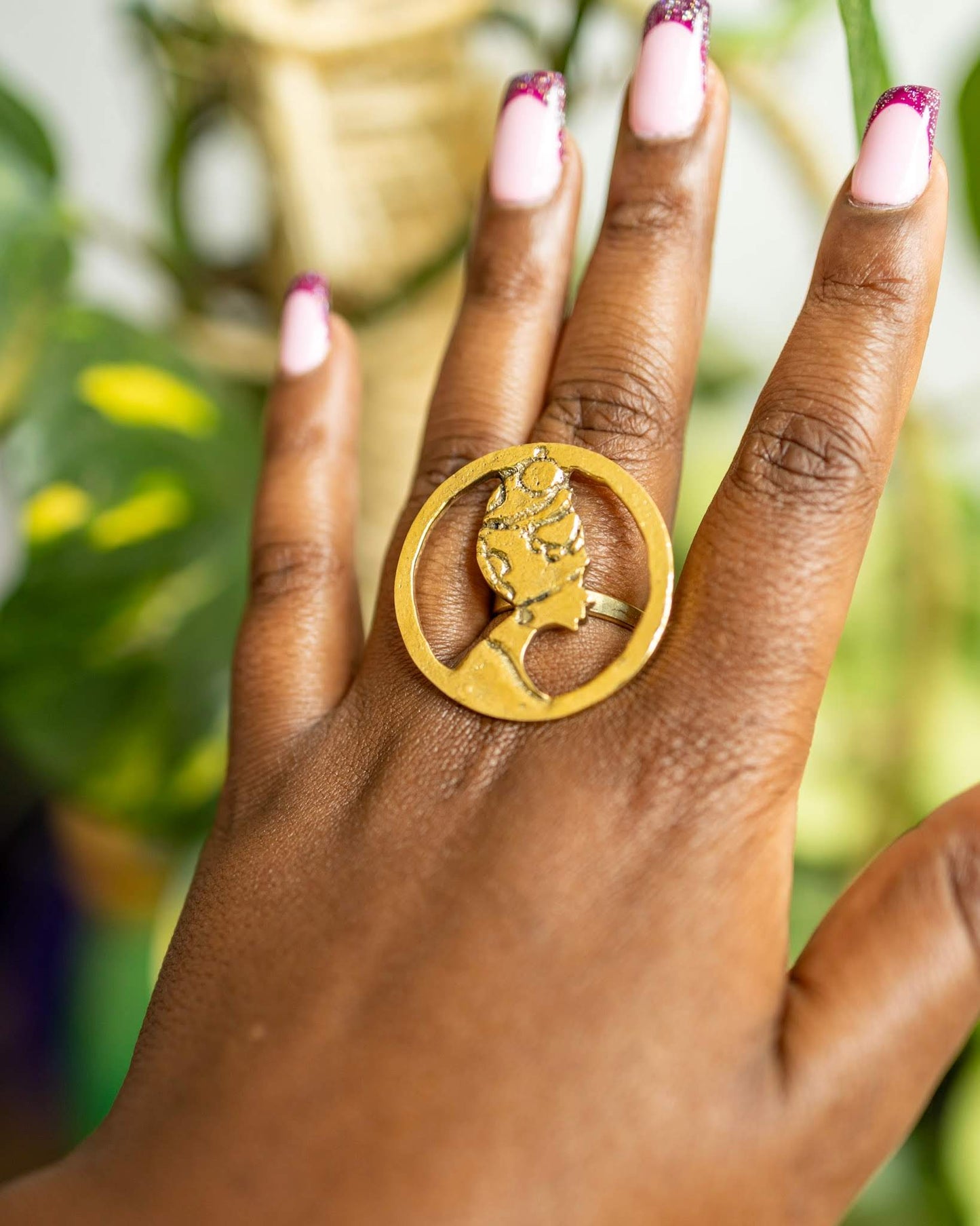 Handcrafted Pure Brass "Mama Africa" Silhouette Ring — Adjustable African Queen Profile Ring | 100% Kenyan Made | Authentic Cultural Jewellery Nairobi