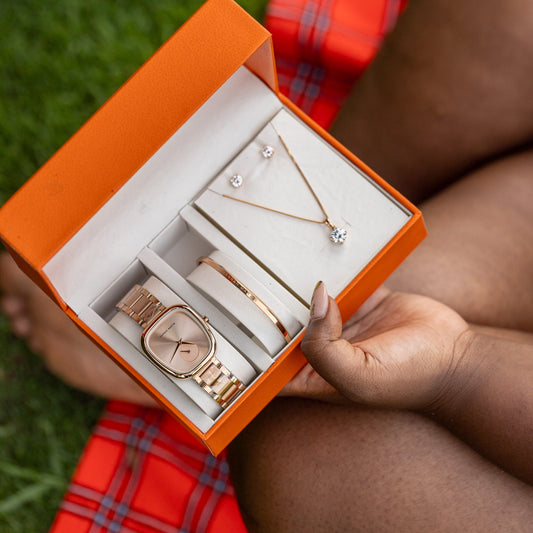 Hannah Martin Ladies Watch Gift Set with Xupin Necklace & Earrings – Hypoallergenic Jewelry Set Kenya