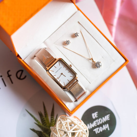 Hannah Martin Square-Face Rose Gold Set – Classic Sophistication (KES 4,500)