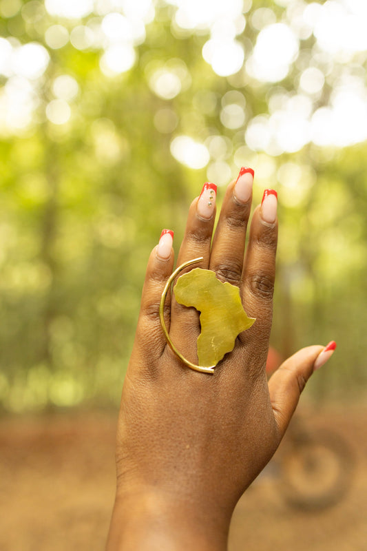 Handcrafted Pure Brass Africa Map Ring — Large Hammered Circle Statement Ring | 100% Kenyan Made | Authentic African Jewellery Nairobi