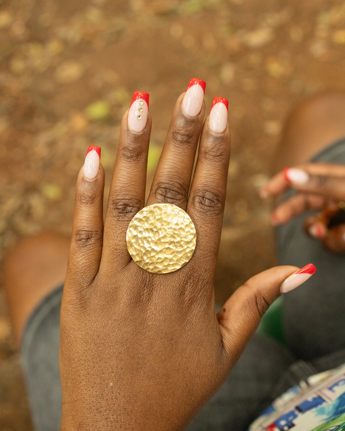 Nairobi Full Moon Brass Ring — Adjustable Oversized Disc Statement Ring | Handcrafted in Kenya