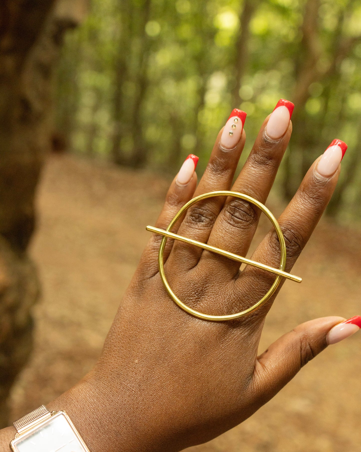 Nairobi Circle Brass Ring — Adjustable Geometric Statement Ring | Handcrafted in Kenya