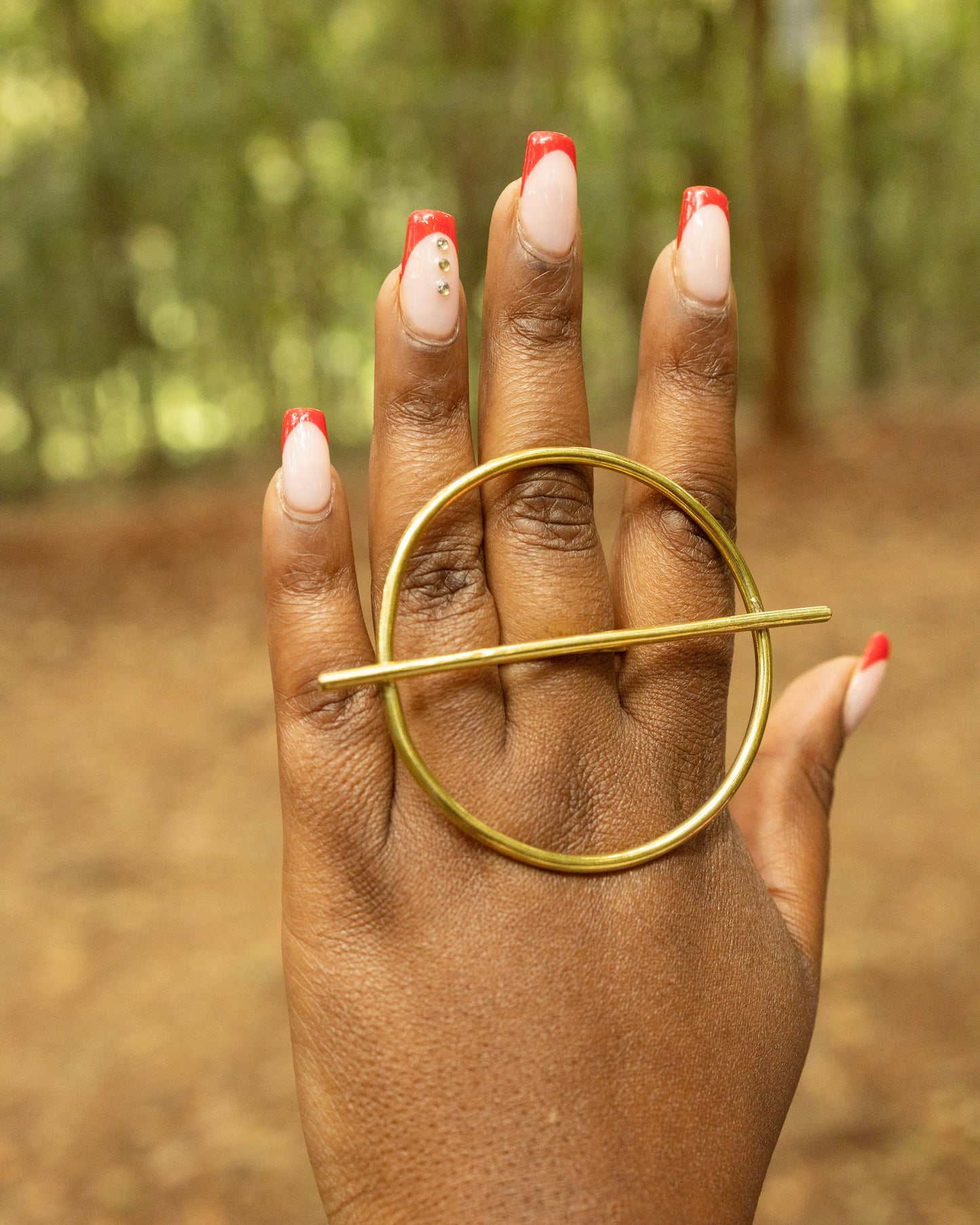 Nairobi Circle Brass Ring — Adjustable Geometric Statement Ring | Handcrafted in Kenya