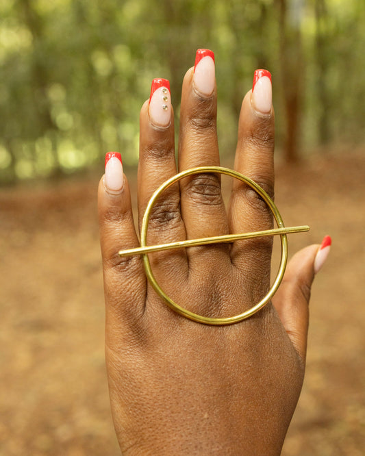 Nairobi Circle Brass Ring — Adjustable Geometric Statement Ring | Handcrafted in Kenya