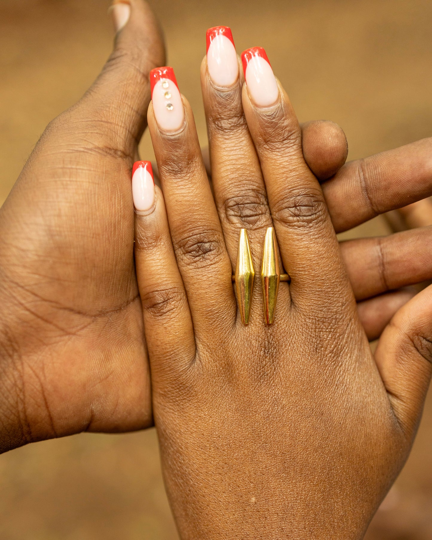 Nairobi Double Spike Brass Ring — Adjustable Bold Statement Ring | Handcrafted in Kenya
