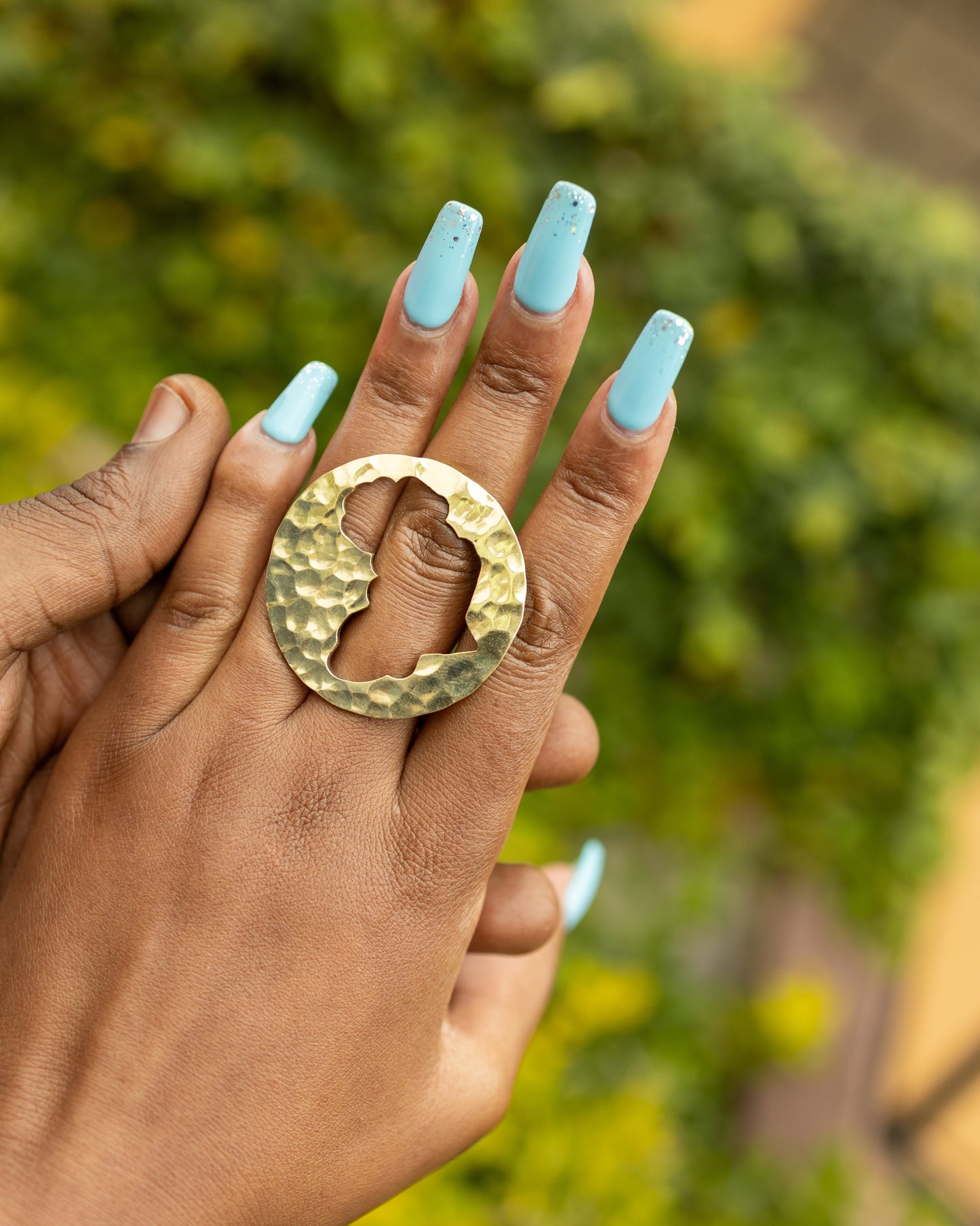 Handcrafted Pure Brass Africa Map Ring — Large Hammered Circle Statement Ring | 100% Kenyan Made | Authentic African Jewellery Nairobi
