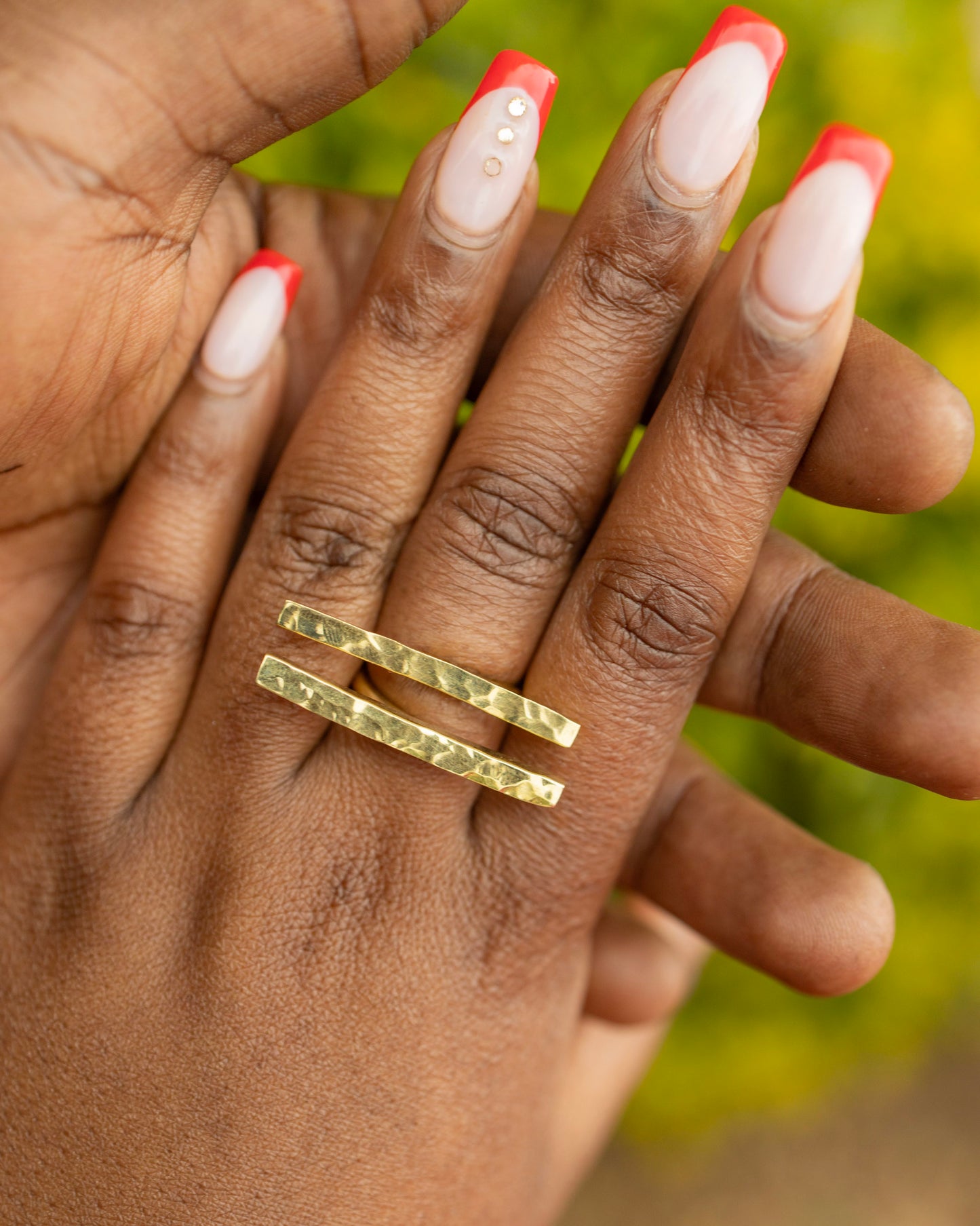 Nairobi Double Bar Brass Ring — Adjustable Hammered Statement Ring | Handcrafted in Kenya