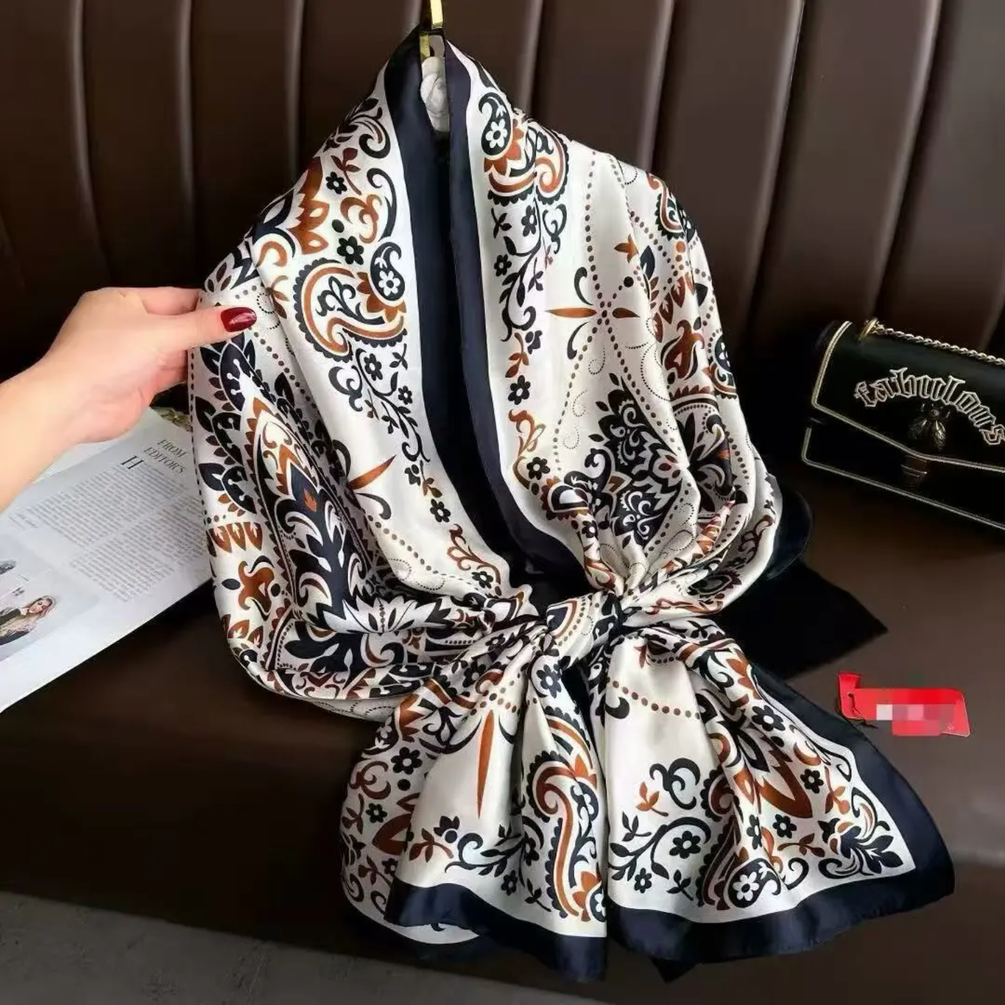 Luxury Silk Satin Scarf Collection – Elegant Patterned Headscarf &amp; Neck Shawl for Women