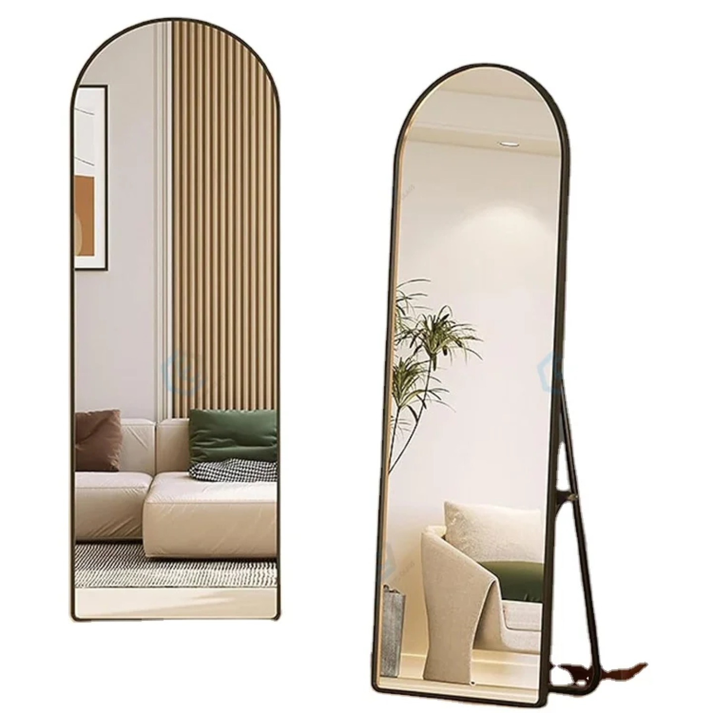 Arch Full-Length Floor Mirror – 50cm × 160cm | Gold & Black Frame