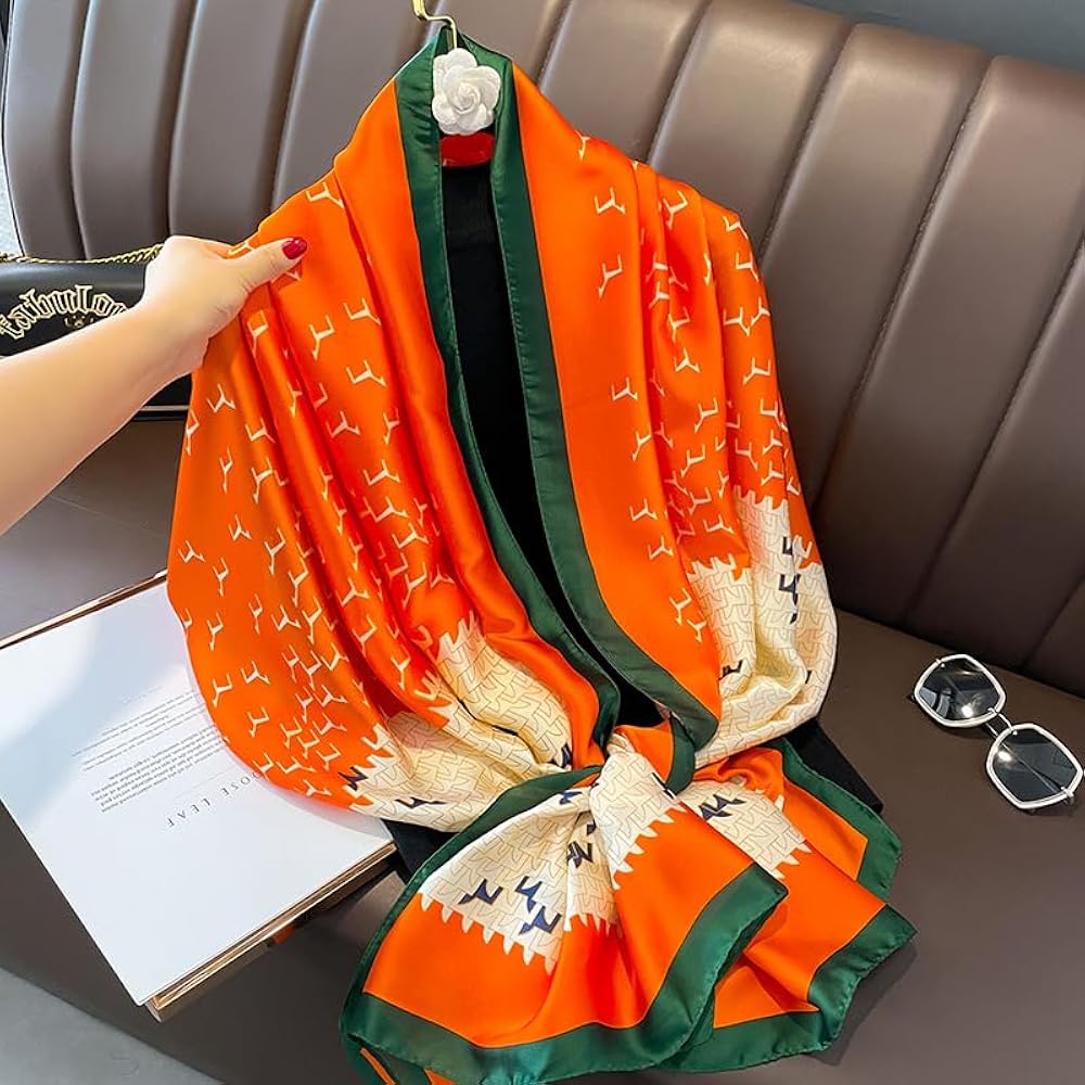 Luxury Silk Satin Scarf Collection – Elegant Patterned Headscarf &amp; Neck Shawl for Women