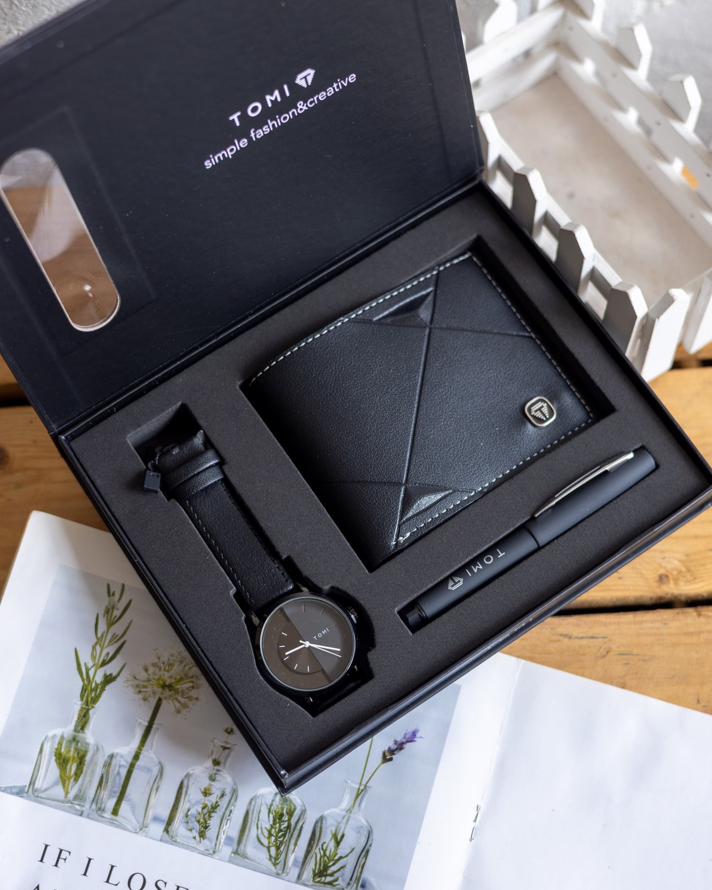 TOMI Luxury Men’s Gift Set – Black Watch, Wallet & Executive Pen (The Perfect Gift at KES 3,500)