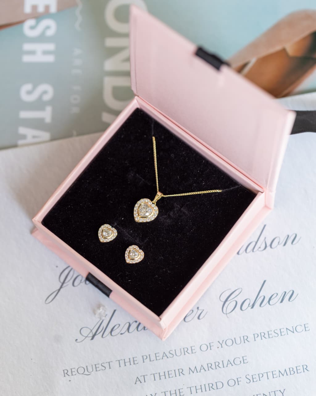Crystal Heart Necklace & Earring Set | Gold Tone Ladies Jewellery Gift | Free Gift Box & Personalised Card | Same Day Delivery Nairobi