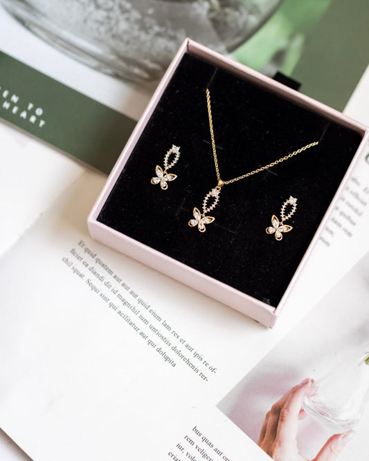 Rose Gold Butterfly Jewellery Set for Women — Necklace & Earrings | Gift Box Included | Valentines Gift Shop Nairobi