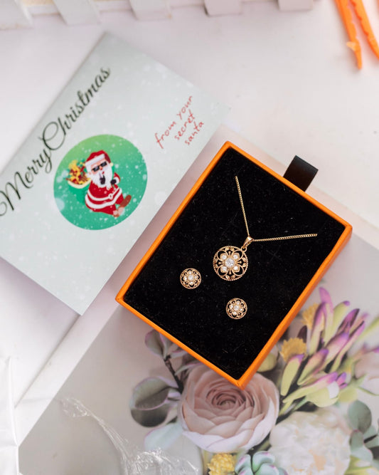 Rose Gold Vintage Filigree Jewellery Set for Women — Necklace & Earrings | Gift Box Included | Valentines Gift Shop Nairobi
