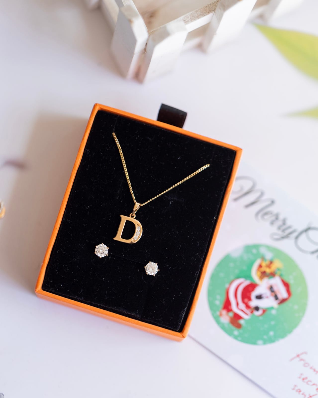 Personalised Initial Letter Necklace & Earring Set | Rose Gold A-Z Pendant | Ladies Jewellery Gift | Free Gift Box & Card | Nairobi Same Day Delivery