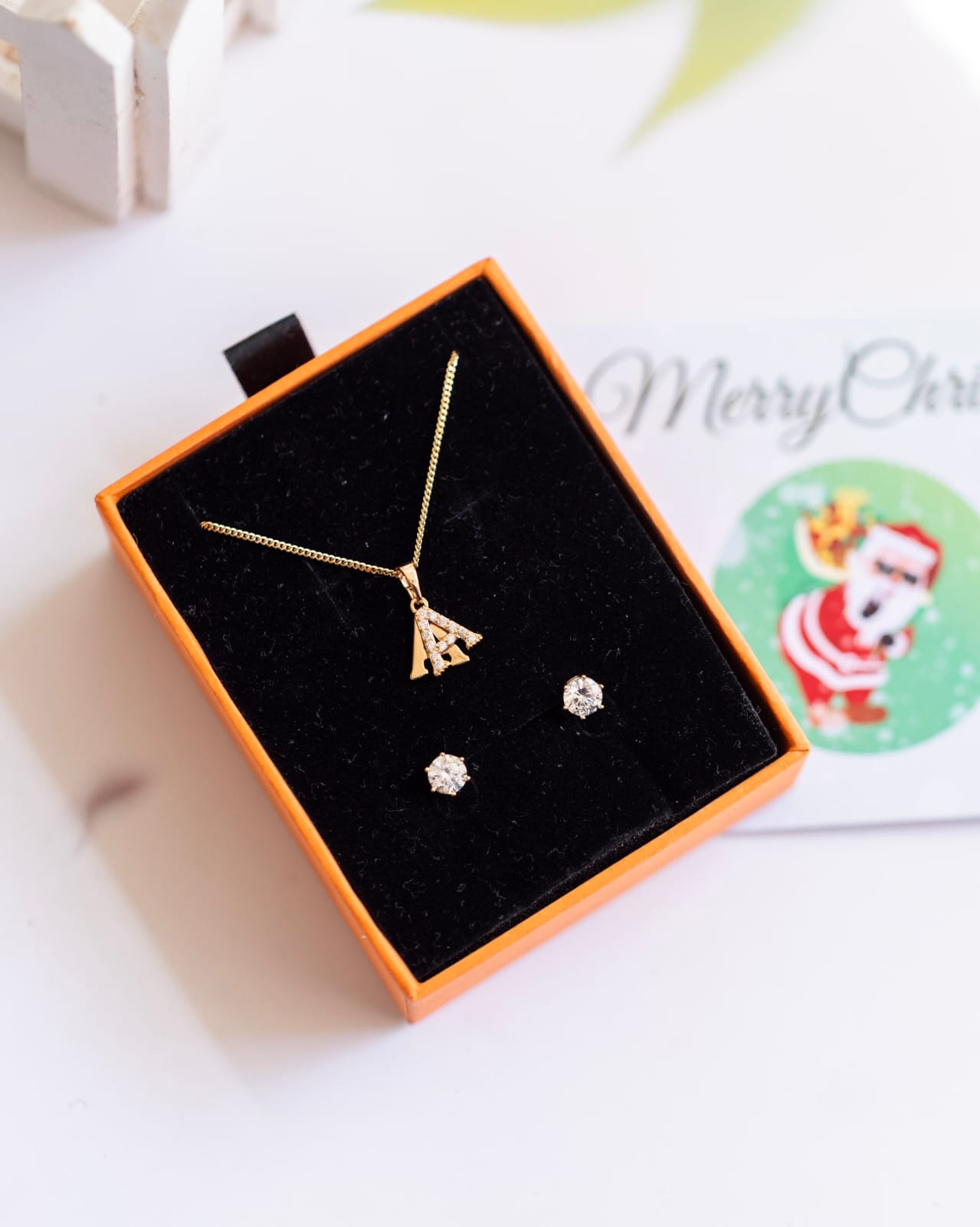 Personalised Initial Letter Necklace & Earring Set | Rose Gold A-Z Pendant | Ladies Jewellery Gift | Free Gift Box & Card | Nairobi Same Day Delivery