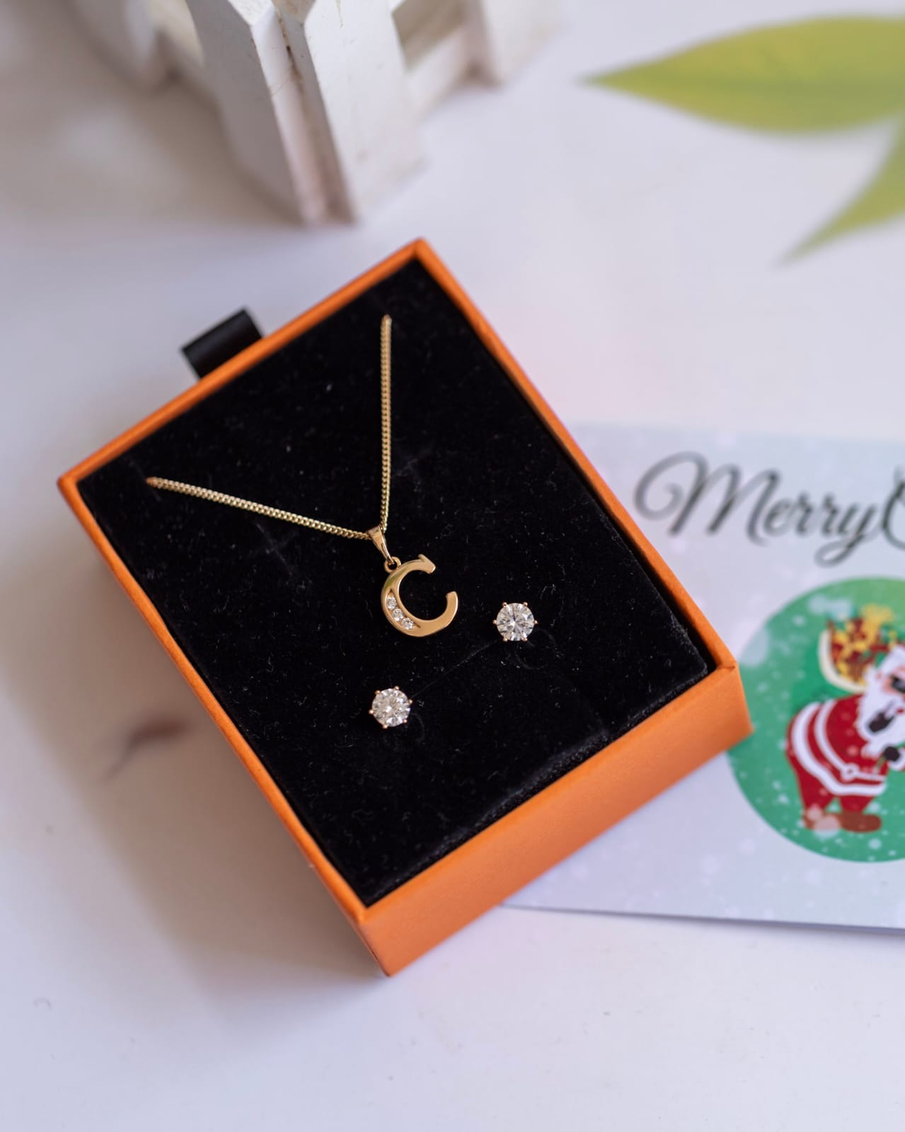 Personalised Initial Letter Necklace & Earring Set | Rose Gold A-Z Pendant | Ladies Jewellery Gift | Free Gift Box & Card | Nairobi Same Day Delivery