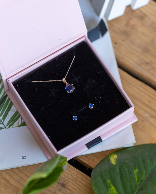 Xupin Sapphire Blue Crystal Jewellery Set – Necklace & Earrings | KES 1,800 | Valentines Gift Shop Nairobi