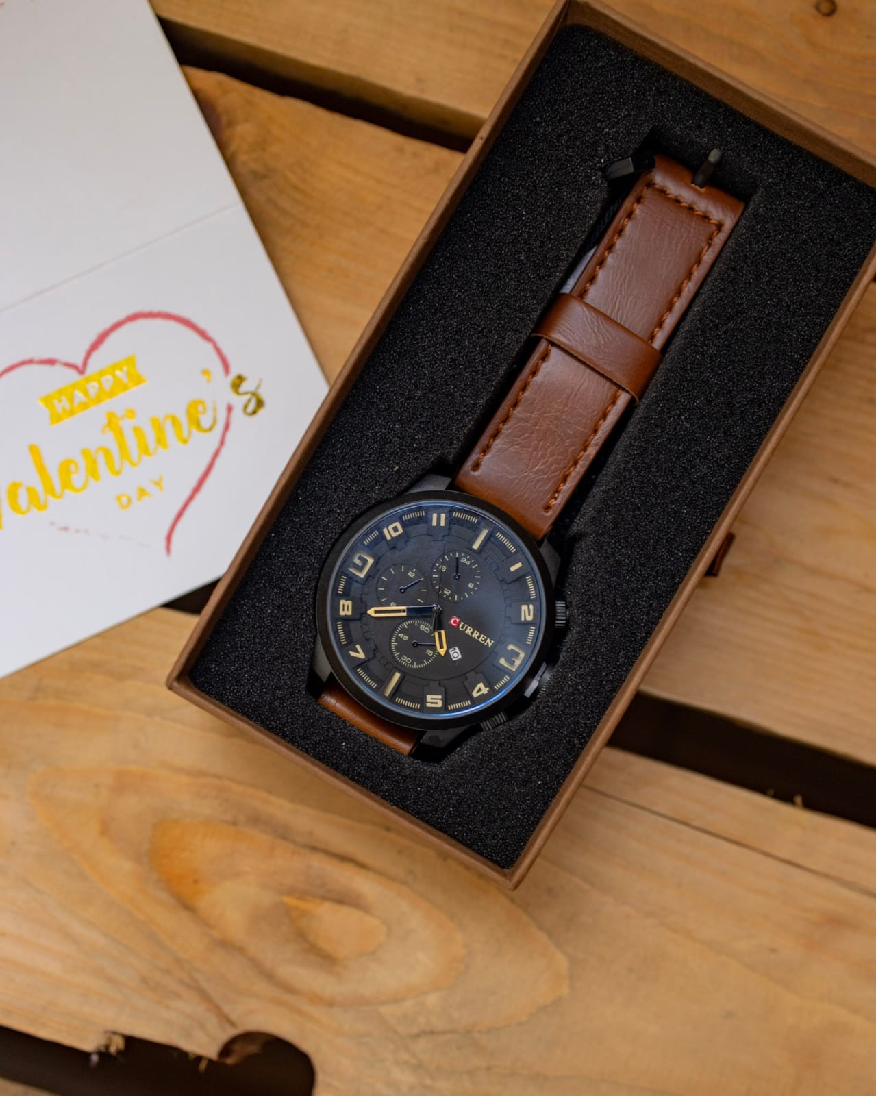 CURREN Men’s Heritage Black &amp; Tan Leather Watch – Classic Tactical Chrono Look