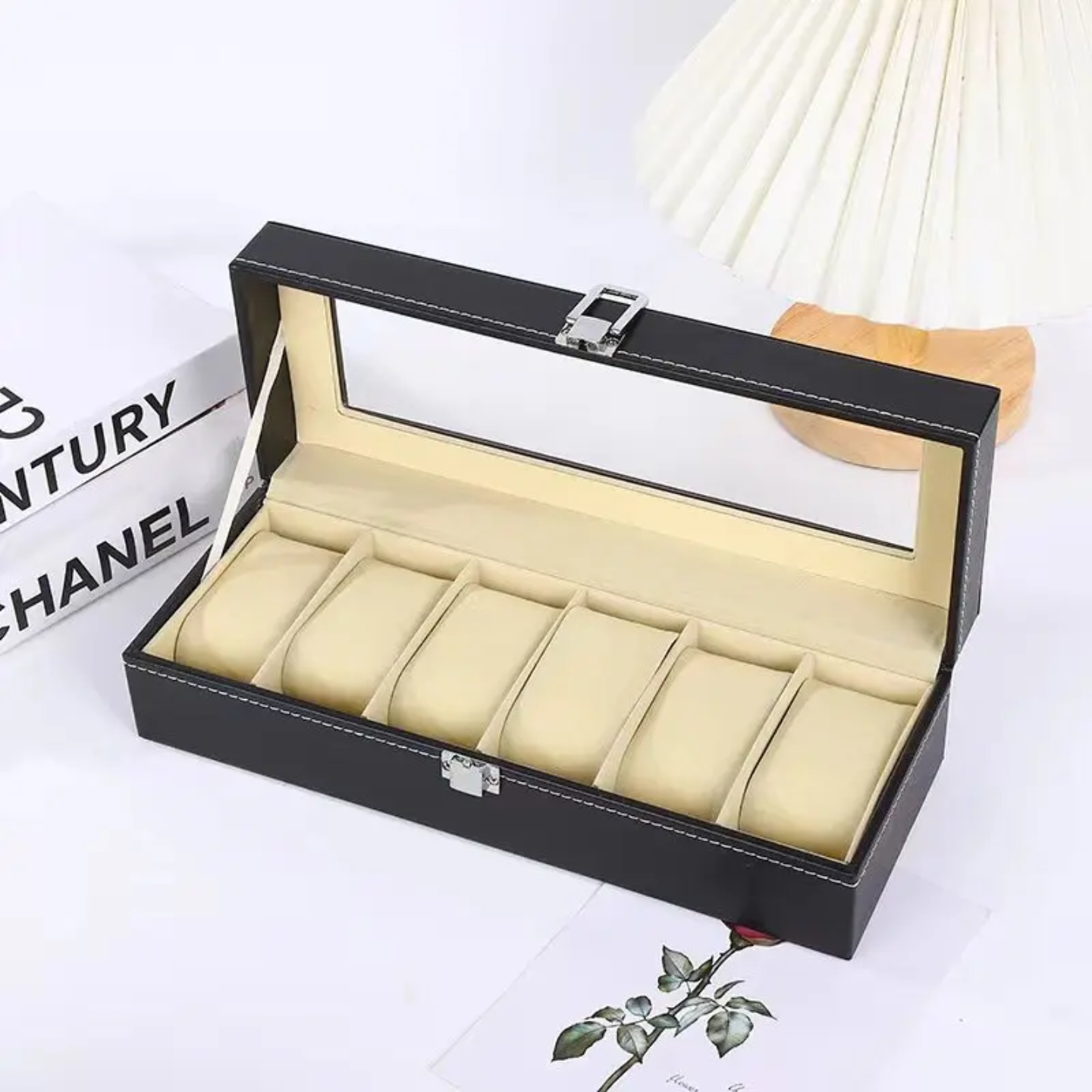 Genuine Leather 6-Slot Watch Organizer Box – Luxury Watch Storage Case