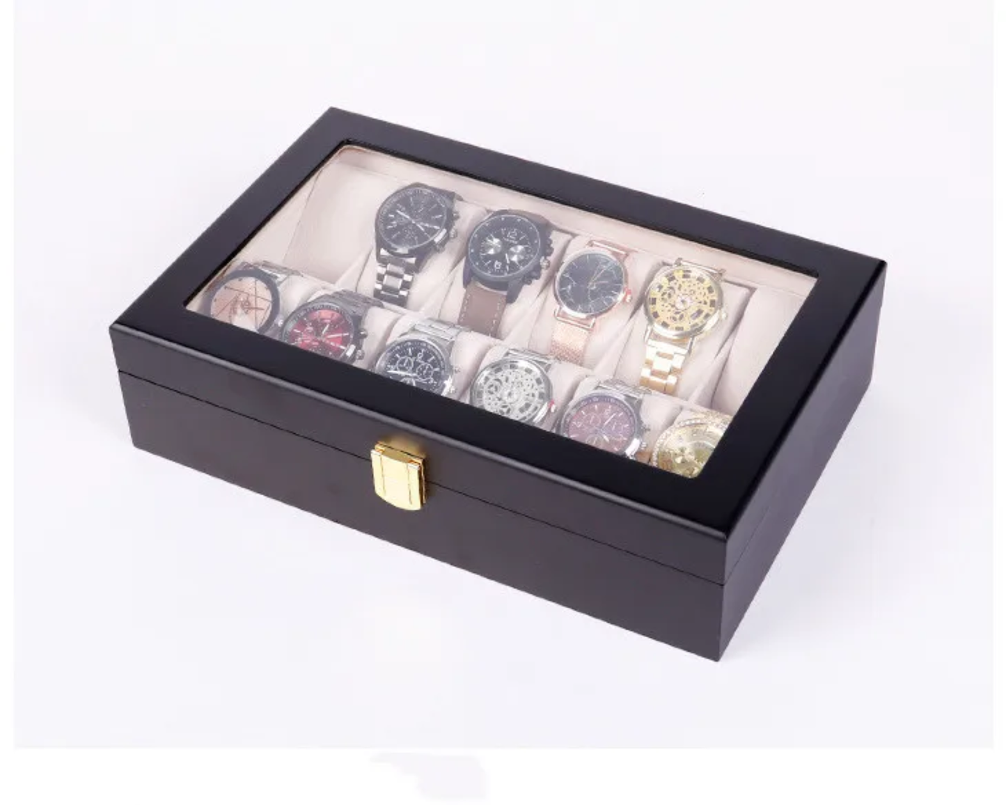 Premium Wooden 12-Slot Watch Organizer Box – Luxury Watch Display Case in Kenya