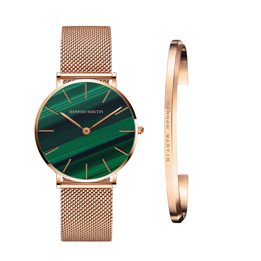 Hannah Martin Green Dial Rose Gold Ladies Watch & Bracelet Set – Elegant Women’s Watch Kenya