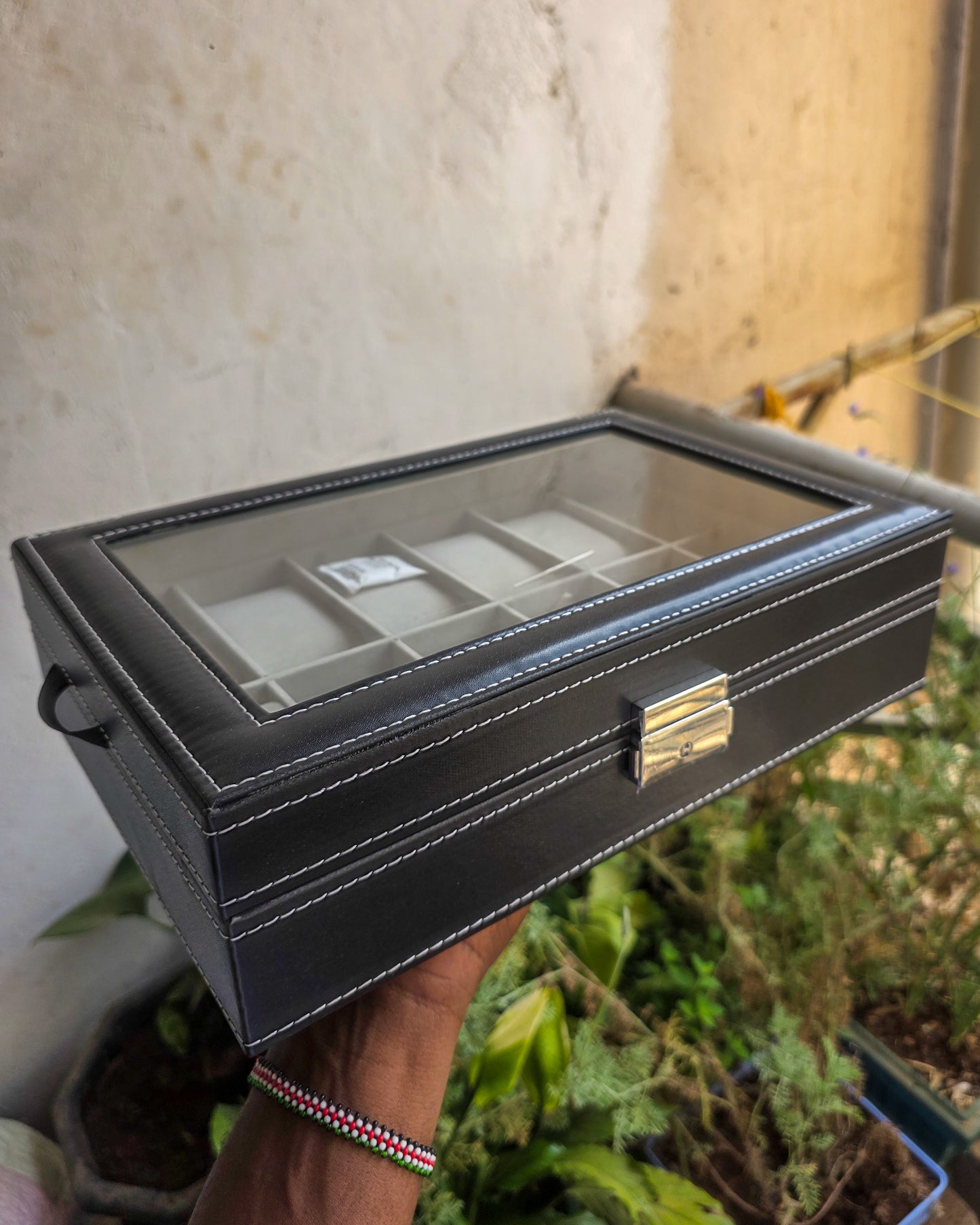 Genuine Leather 12-Slot Watch Organizer Box with Lock & Key – Luxury Watch Storage Case in Kenya