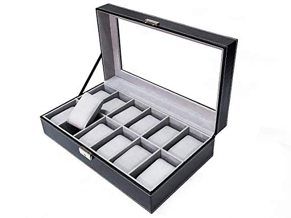 Genuine Leather 12-Slot Watch Organizer Box with Lock & Key – Luxury Watch Storage Case in Kenya