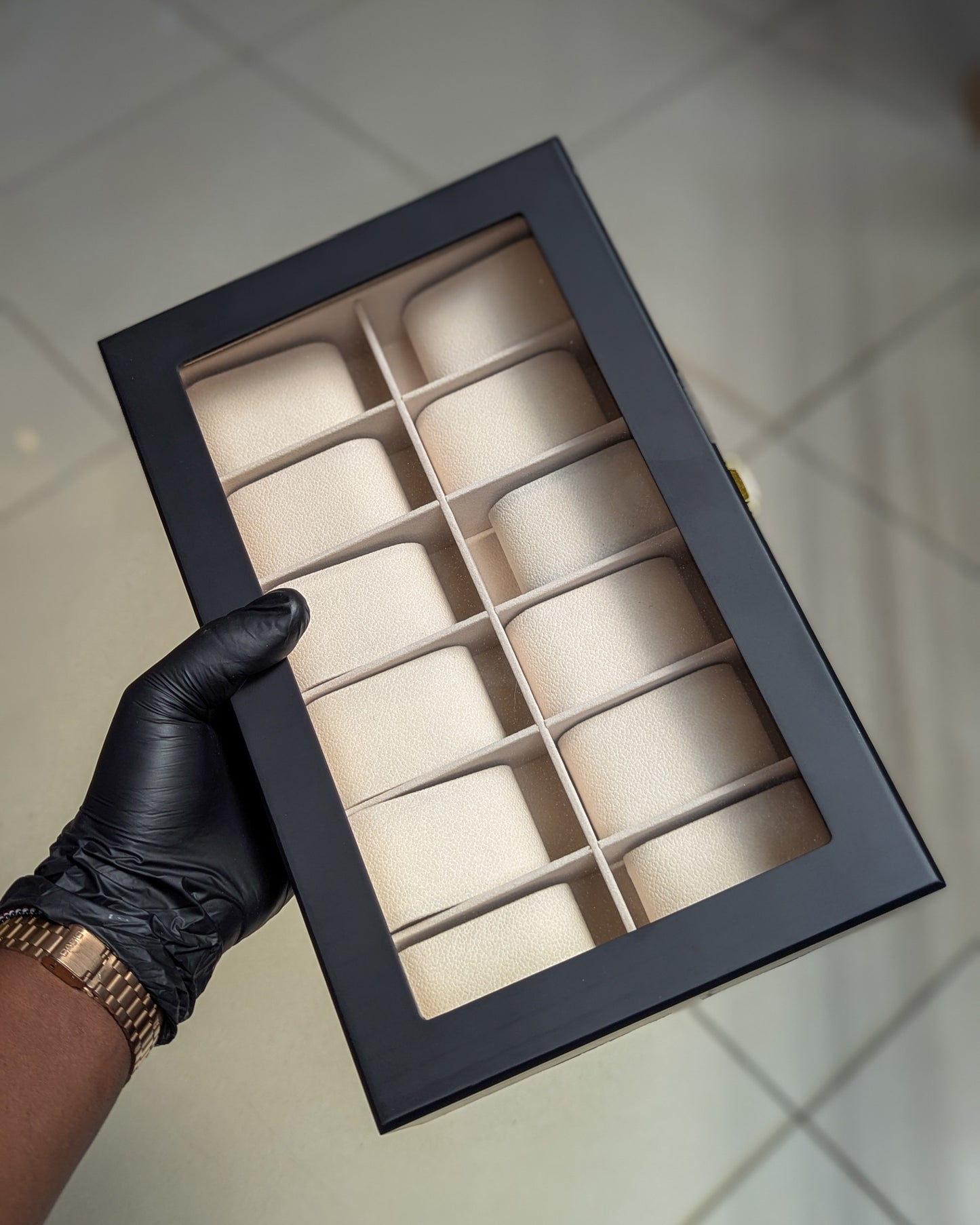 Premium Wooden 12-Slot Watch Organizer Box – Luxury Watch Display Case in Kenya