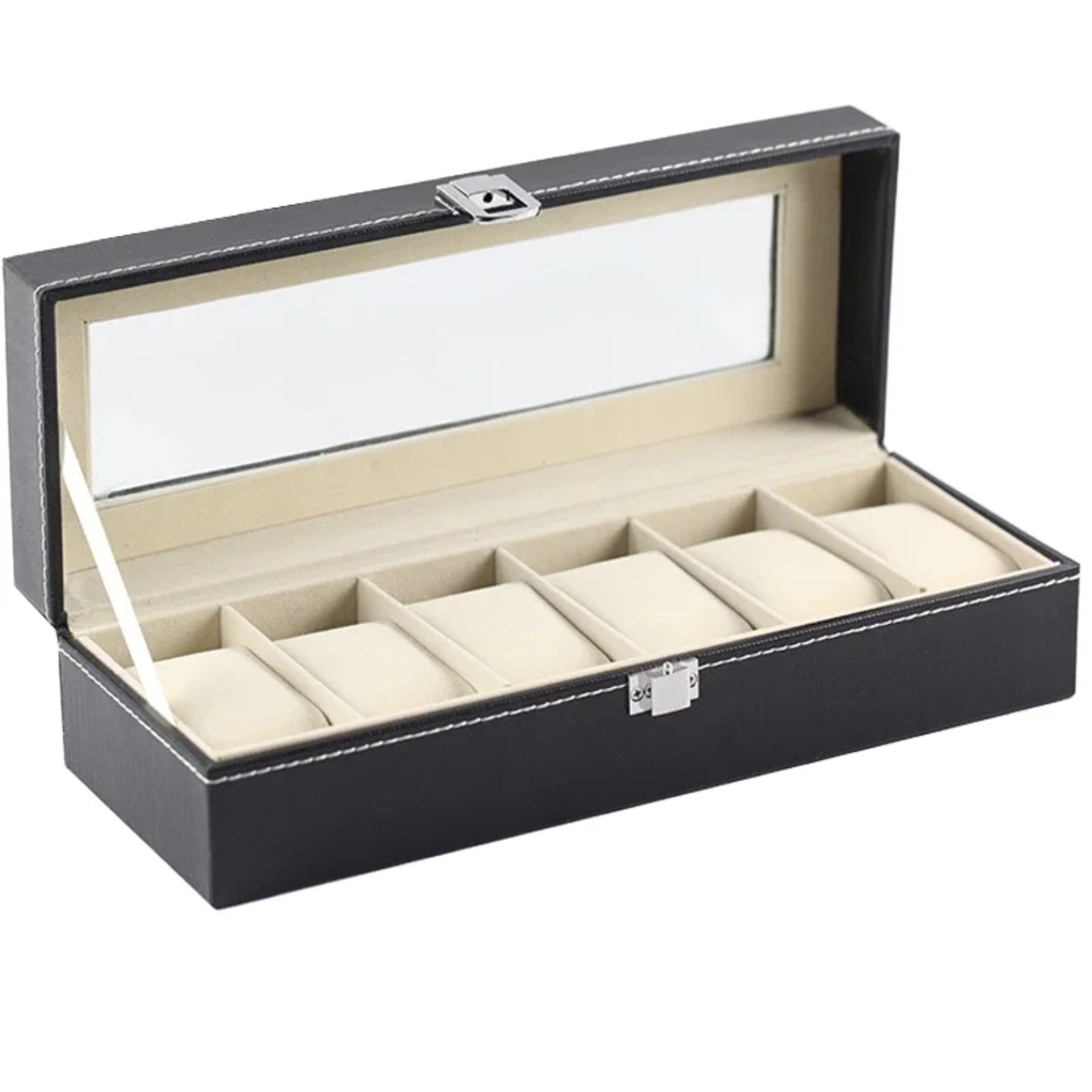 Genuine Leather 6-Slot Watch Organizer Box – Luxury Watch Storage Case