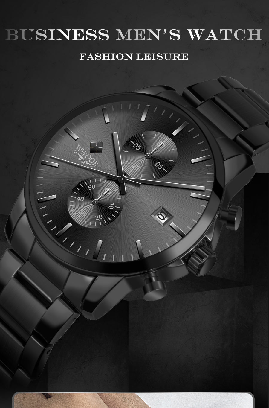 WWoor 8844 Chronograph – Black Steel Executive Edition