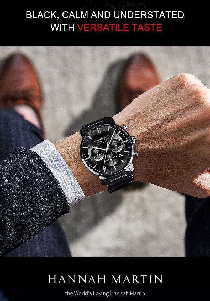 Hannah Martin HM113 Men’s Watch – Black Stainless Steel Chronograph Watch in Nairobi Kenya