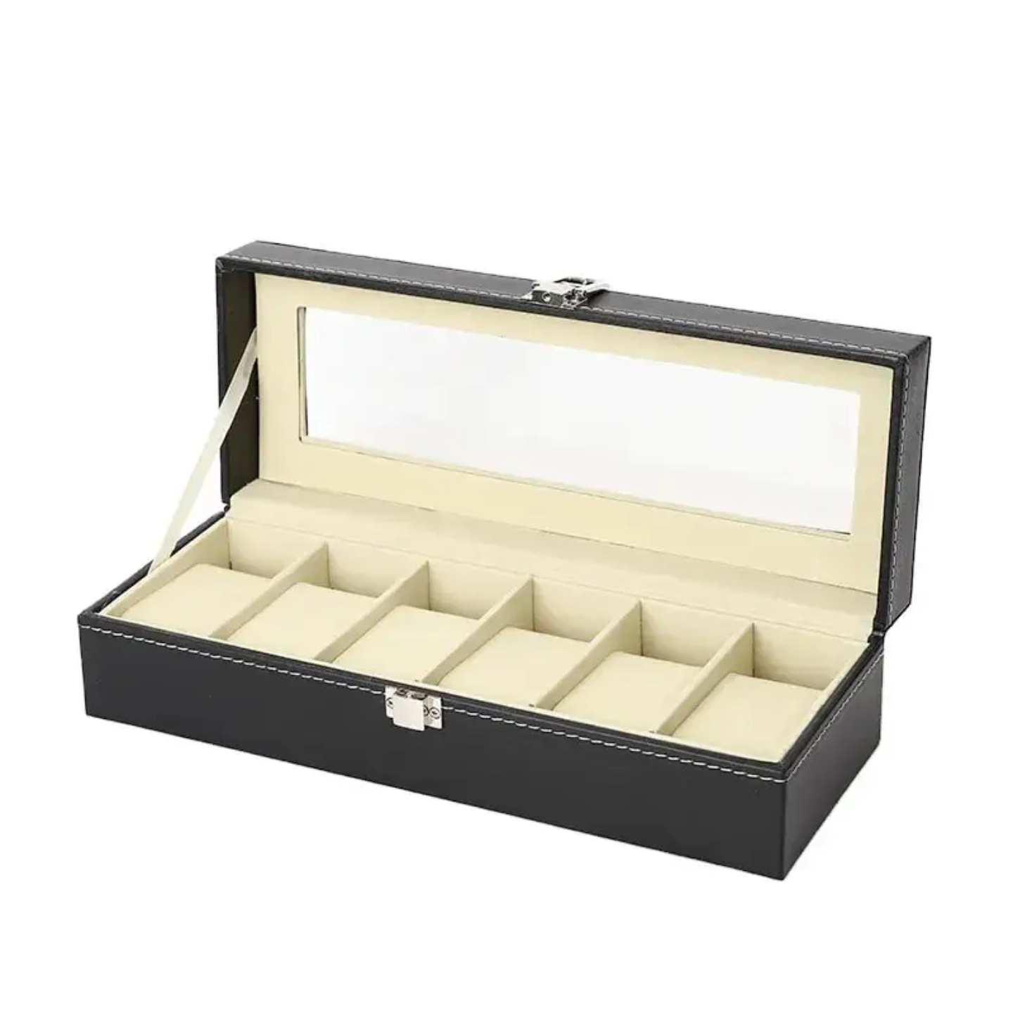 Genuine Leather 6-Slot Watch Organizer Box – Luxury Watch Storage Case