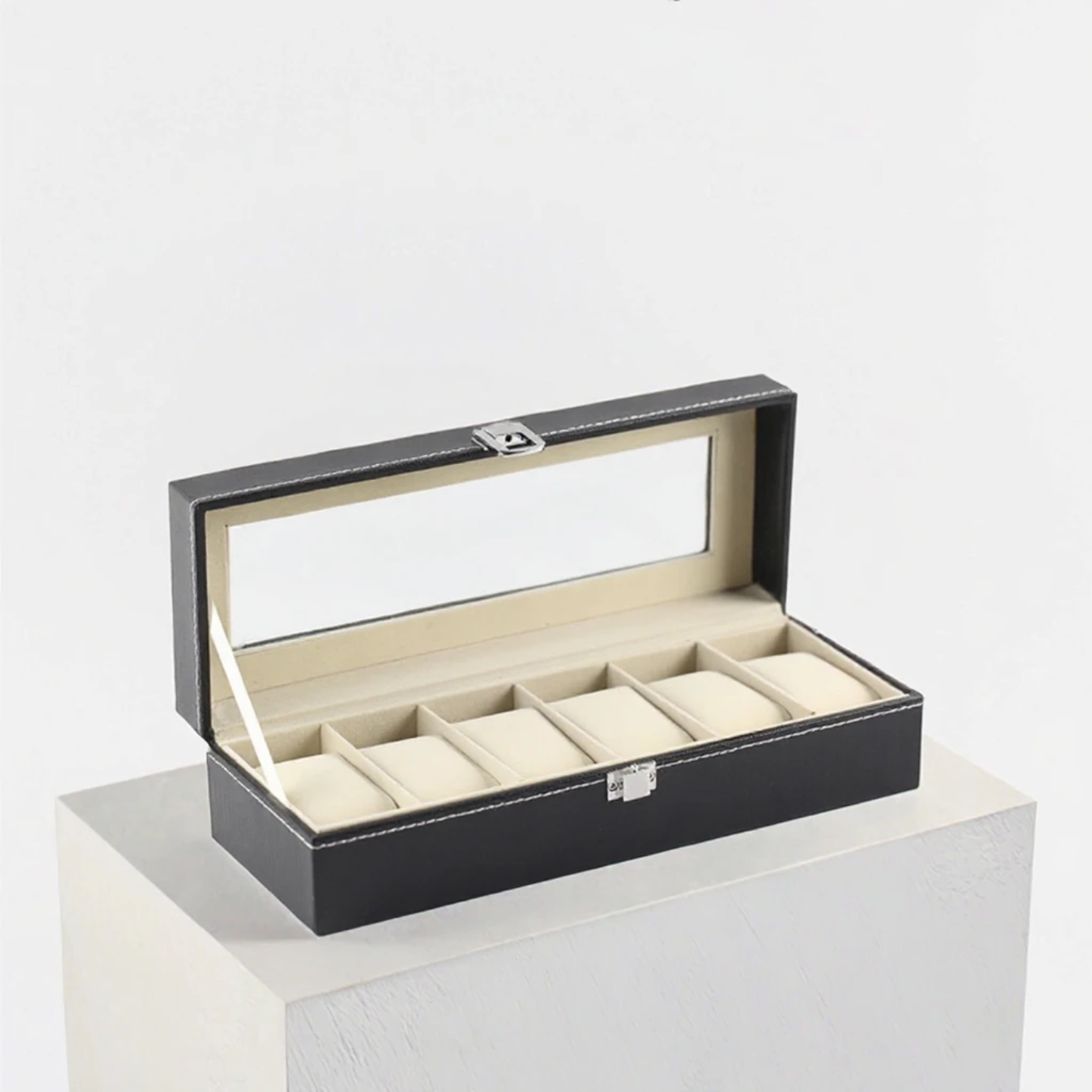 Genuine Leather 6-Slot Watch Organizer Box – Luxury Watch Storage Case