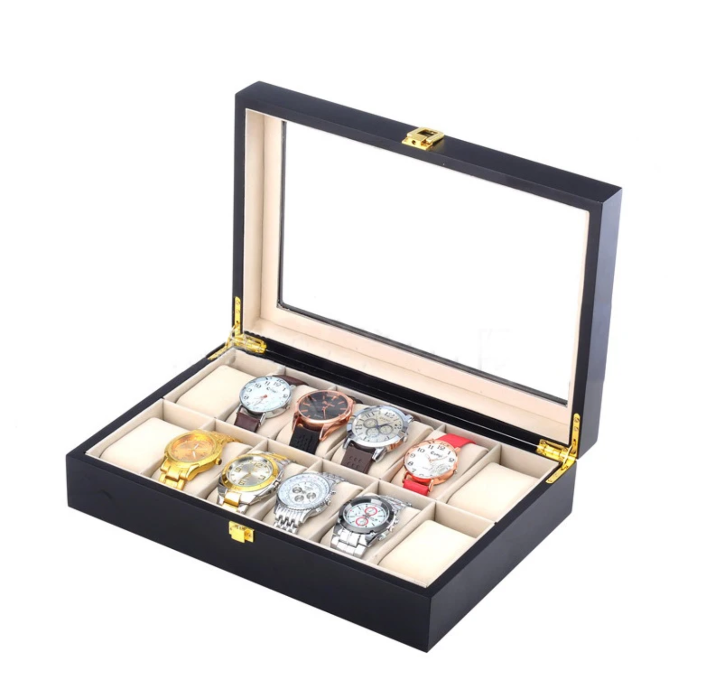 Premium Wooden 12-Slot Watch Organizer Box – Luxury Watch Display Case in Kenya