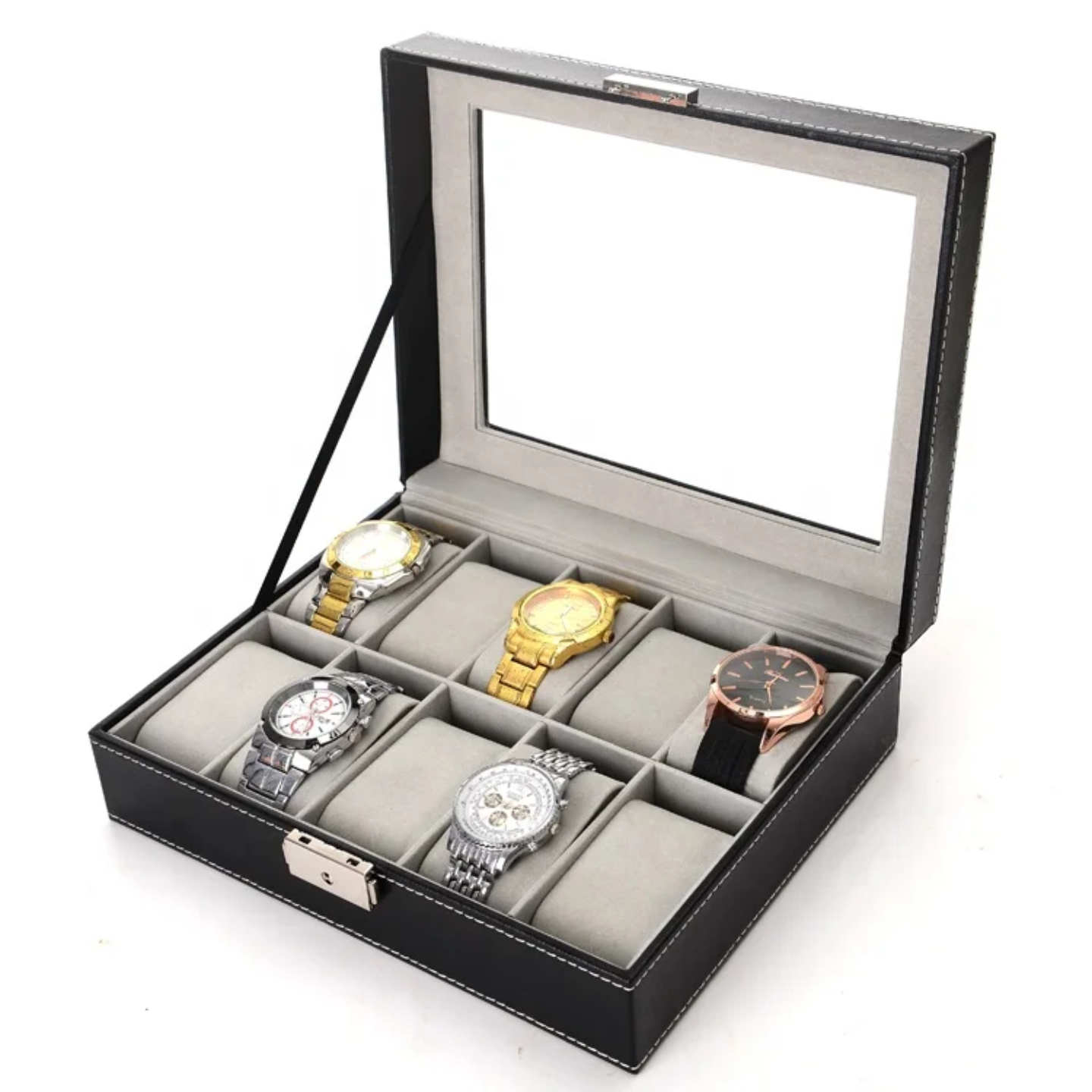 Genuine Leather 10-Slot Watch Organizer Box with Lock – Luxury Watch Storage Case in Kenya